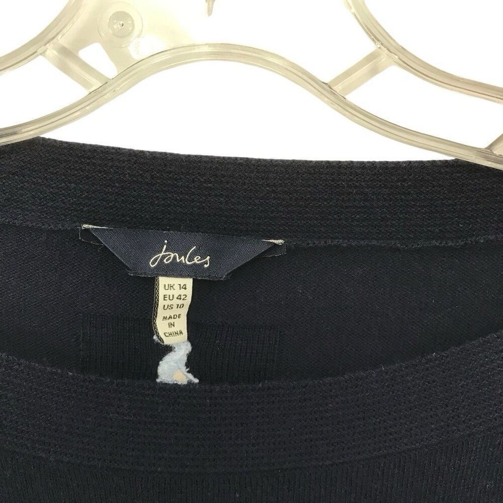 JOULES Womens Boat Neck Jumper Sweater UK 14 Navy Blue Embroidered Rabbit - Picture 3 of 5